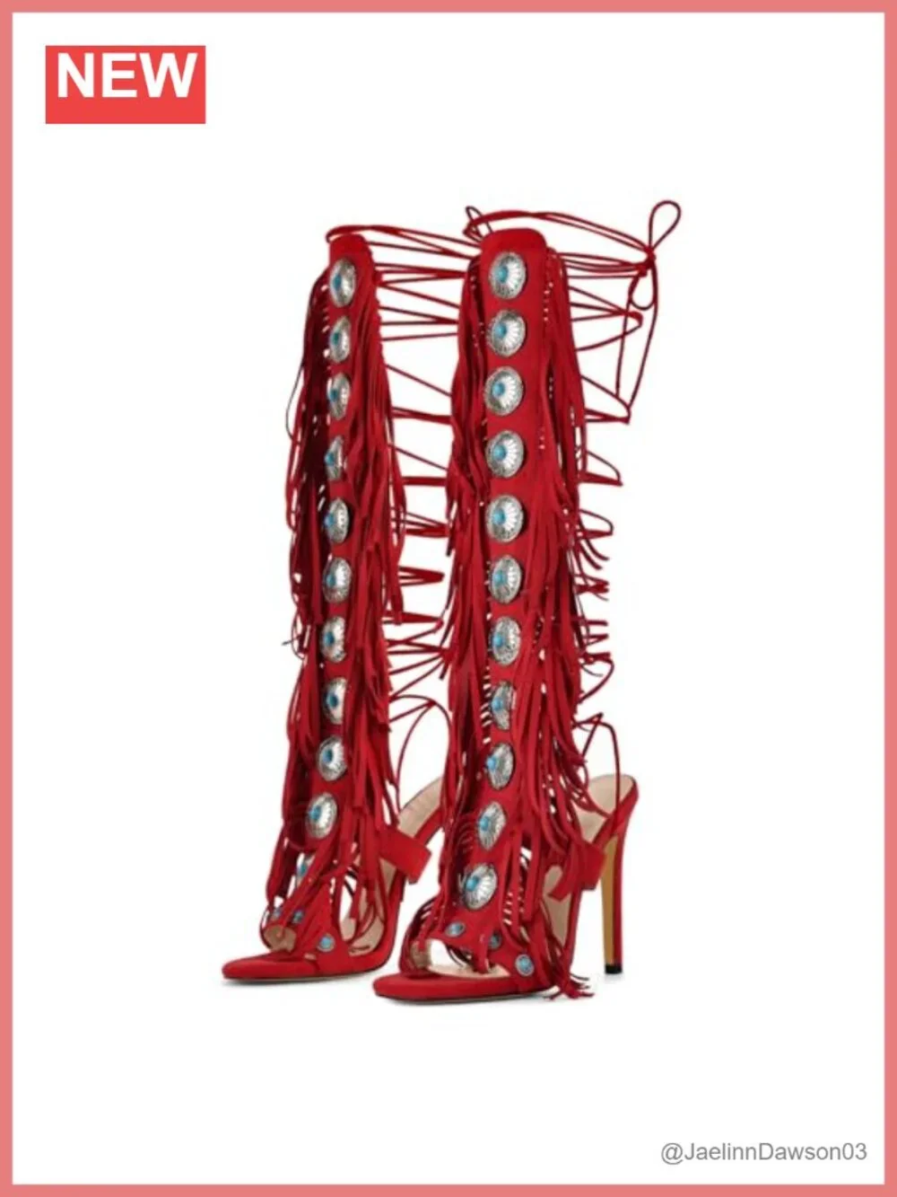 Faux Suede Gladiator Heeled Sandals Open Toe Lace Up Strappy Tassel High Heels